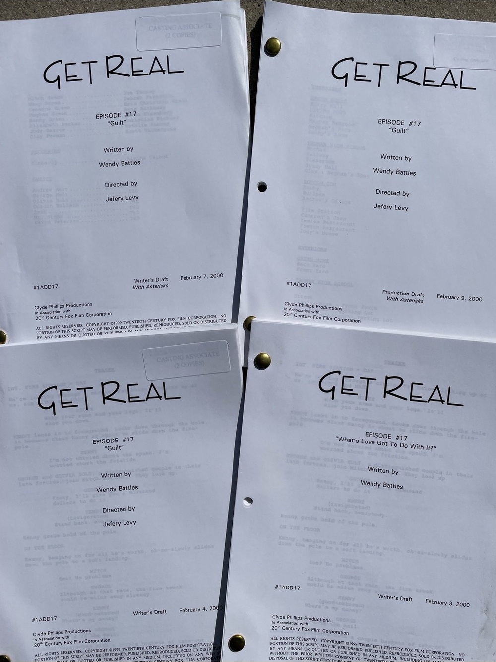 Get Real 90s Series Anne Hathaway Jesse Eisenberg Production Script 17 *SET OF 4